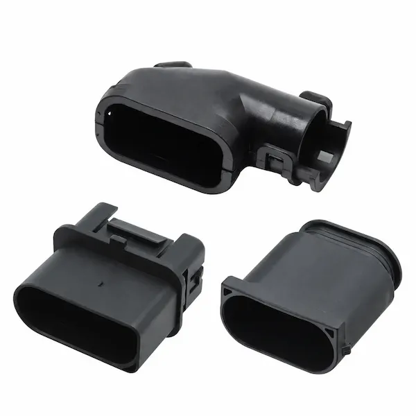 Three black component enclosures and covers