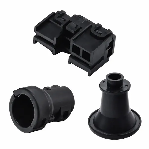 Three black automotive component accessories